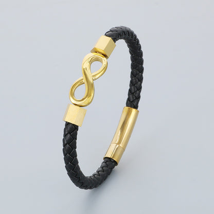 Personalisiertes Lederarmband für Männer mit Edelstahl & Unendlichkeitszeichen