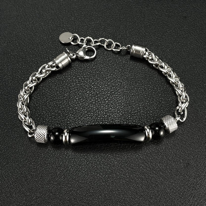 Edelstahl-Kettenarmband mit Tigerauge & Titan – Für Herren