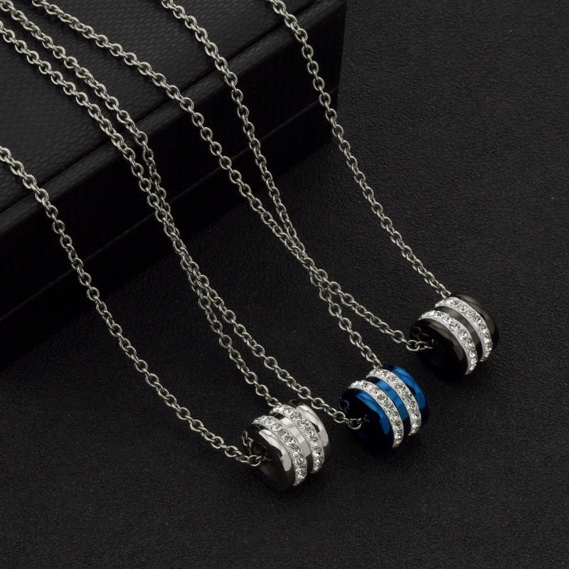 Zylinder Paar Ketten - Titanstahl Partner Anhänger - Schlichter Couple Schmuck