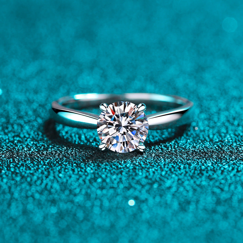 Vierkrallen-Zirkonia Ring (5mm|6.5mm|8mm) aus 925er Silber mit Rhodiumbeschichtung