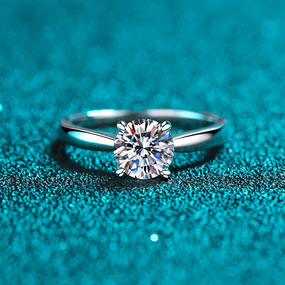 Vierkrallen-Zirkonia Ring (5mm|6.5mm|8mm) aus 925er Silber mit Rhodiumbeschichtung