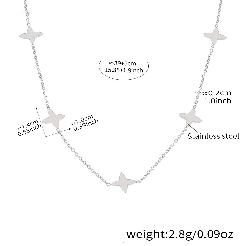 Glücksklee-Anhängerkette mit Zirkonia & Perlen – 18K vergoldeter Edelstahl oder Silberoptik für stylisches Layering