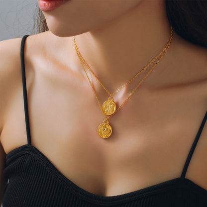 Edles Sternzeichen-Medaillon mit Relief – zeitloser Unisex-Kettenklassiker