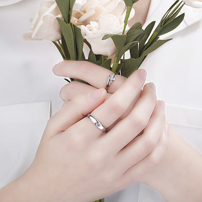 Echte Liebe hält ein Leben lang - Paarringe aus S925 Sterling Silber rhodiniert (weißgoldoptik) mit funkelnden Zirkonia-Steinen