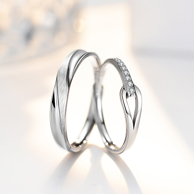S925 Sterling Silber 'Rupert’s Träne' Paarringe - Rhodinierte Weißgold-Optik mit funkelnden Zirkonia-Steinen