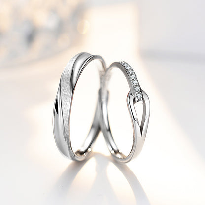 S925 Sterling Silber 'Rupert’s Träne' Paarringe - Rhodinierte Weißgold-Optik mit funkelnden Zirkonia-Steinen