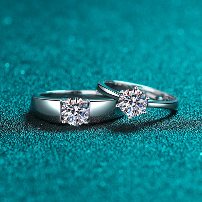 Zirkonia-Paarringe (1ct) | 925 Sterlingsilber mit Rhodium-Plattierung - Für Ihn & Sie