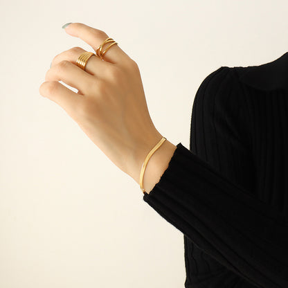 Minimalistische Kettenglieder Halskette (Schlüsselbein & Classic) + Armband - Vergoldet & Edelstahl-Optik