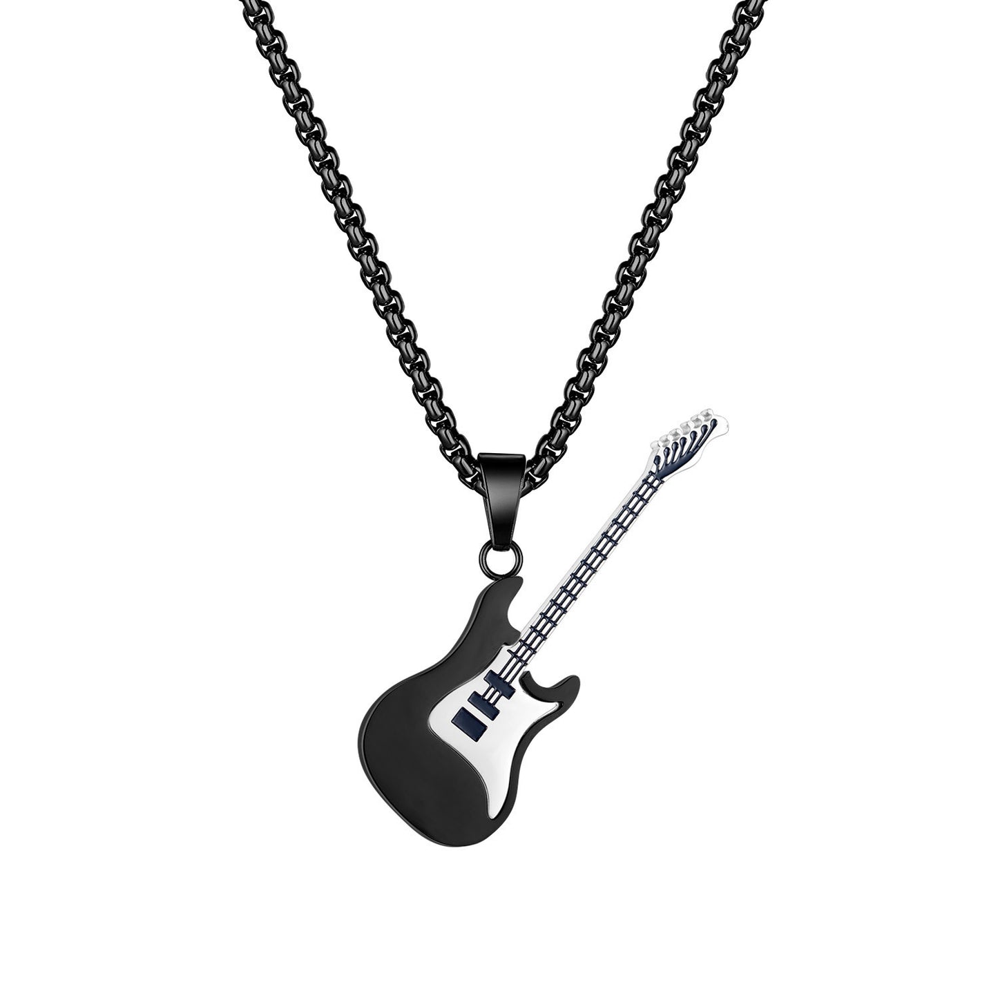 Hip-Hop Gitarren-Anhänger Straßenstyle – Klassisches Titan-Halsband für Männer