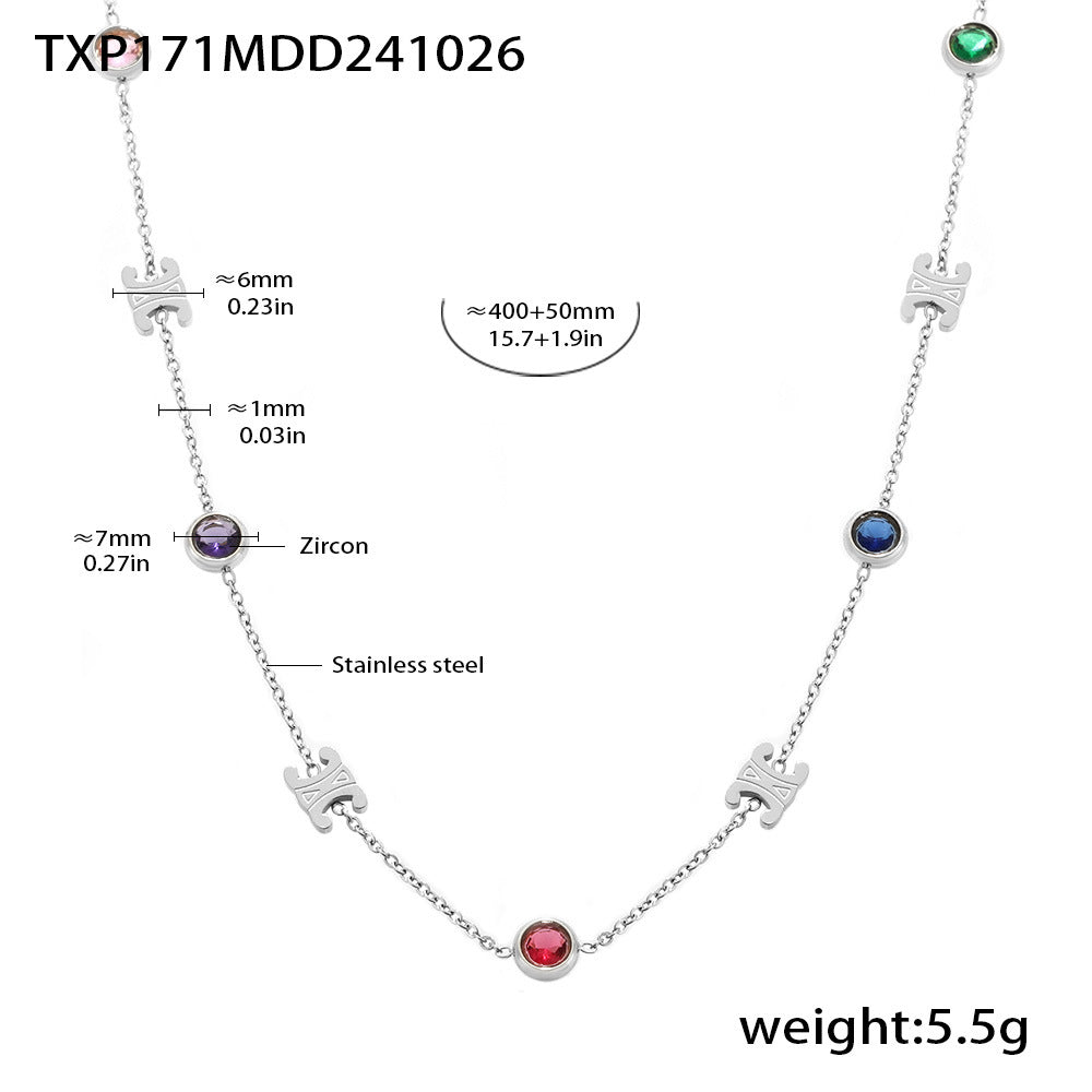 Edles Zirkon Schmuck Set (Halskette + Armband) aus Stahl - PVD vergoldet in 2 Farben | Gold & Silber | Hochwertiger Damenschmuck Geschenk