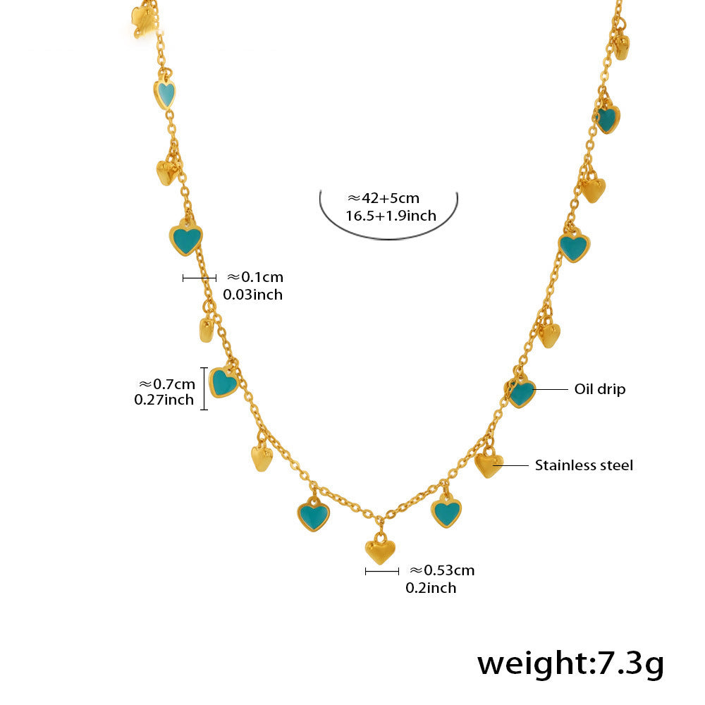Mehrfarbige Grün-Herz-Kollektion – 18K vergoldeter Edelstahl Schmuck als Armband oder Halskette (wahlweise Gold- oder Silberoptik)