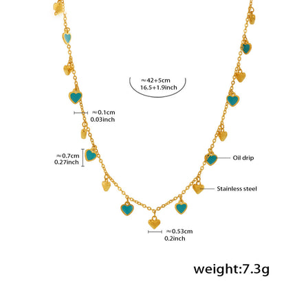 Mehrfarbige Grün-Herz-Kollektion – 18K vergoldeter Edelstahl Schmuck als Armband oder Halskette (wahlweise Gold- oder Silberoptik)