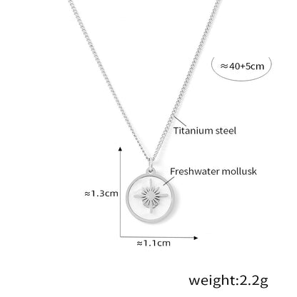 Vintage-Stern-Anhänger mit Muschelmotiv – Edelstahlkette in 18k Gold oder Silber