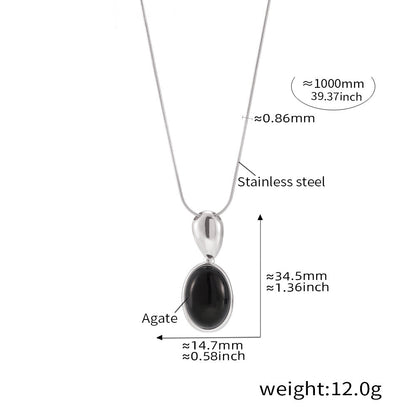 Lange Oval-Kette mit Tigerauge & schwarzem Onyx – 18K Echtgold-Vergoldung oder Edelstahl-Optik (wahlweise)