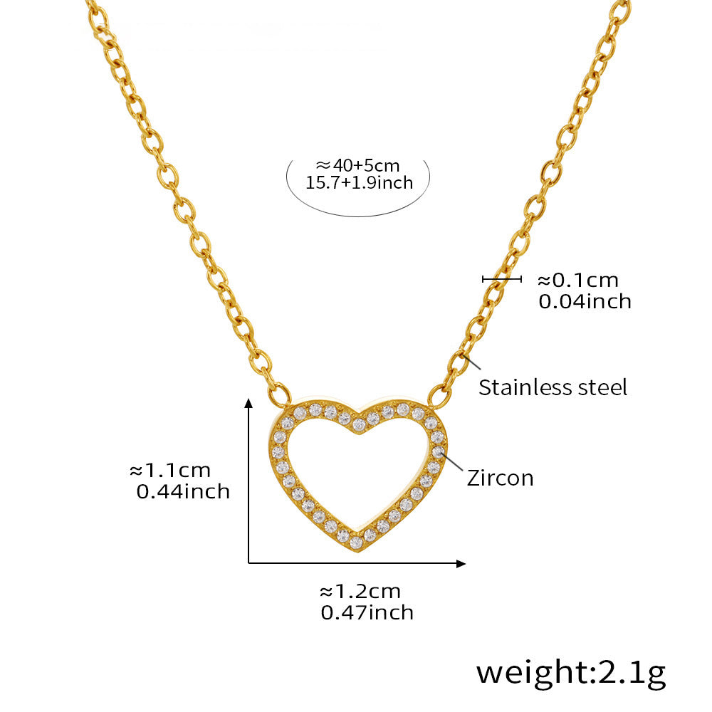 Doppelkette-Set: Herz-Anhänger mit Zirkonia & Kreuz-Kette mit Stahlperlen – 18K vergoldet oder silberner Edelstahl
