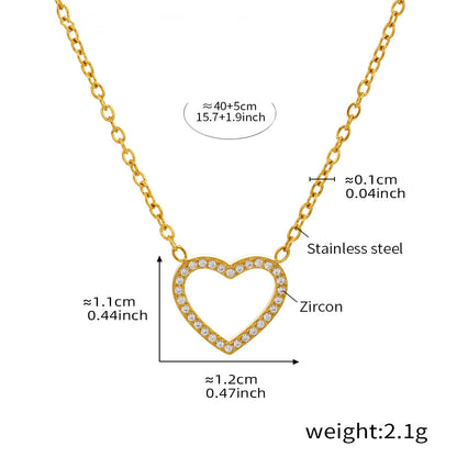 Doppelkette-Set: Herz-Anhänger mit Zirkonia & Kreuz-Kette mit Stahlperlen – 18K vergoldet oder silberner Edelstahl