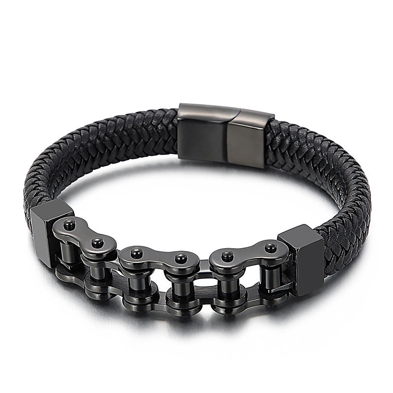 Herren Armband aus Edelstahlkette & geflochtenem Leder – Robust & Stilvoll
