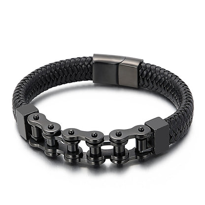 Herren Armband aus Edelstahlkette & geflochtenem Leder – Robust & Stilvoll