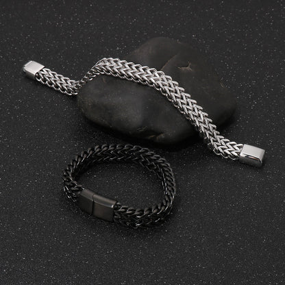 Titan Geflecht-Armband - Zweireihig - Schlichter Herrenschmuck