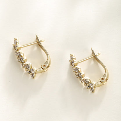 14K Vergoldete Blumen-Ohrstecker mit Zirkonia | Kupferlegierung | 1,7 cm