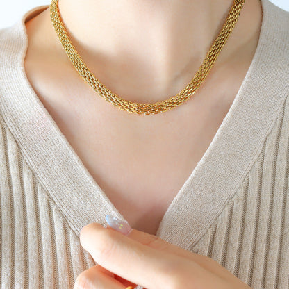 Retro geflochtene Edelstahlkette | Hochglanz-Silberoptik oder 18k Gold (2 Farben)