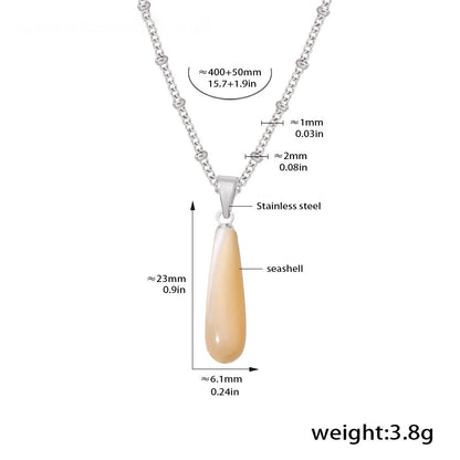 Tropfenförmige Muschel Anhänger Kette - Edelstahl 18k Gold beschichtet | Stahlfarbe (2 Farben wählbar)