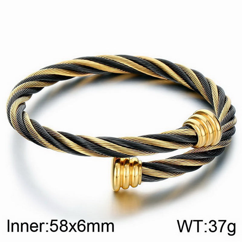 Edelstahl-Armband mit Kabelgeflecht-Design – Offener Verschluss für stylishen Look