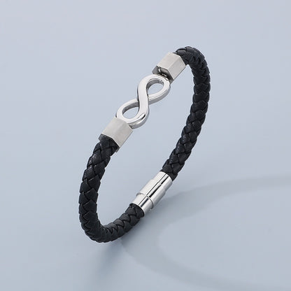 Personalisiertes Lederarmband für Männer mit Edelstahl & Unendlichkeitszeichen