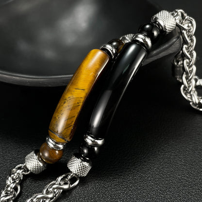 Edelstahl-Kettenarmband mit Tigerauge & Titan – Für Herren
