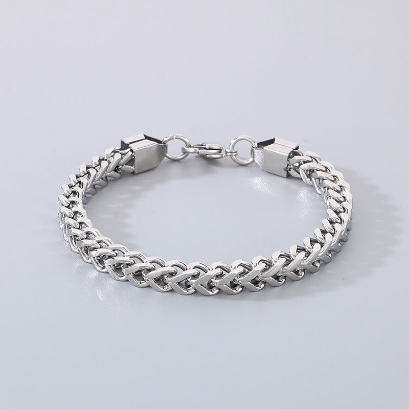 Minimalistische Kubaketten-Armbänder für Paare – Mit strukturiertem Wirbelmuster und Hochglanzschliff