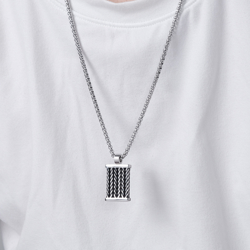 Handgedrehte Herrenkette | 316L Edelstahl mit Schmiedetextur - Industriestyle
