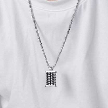 Handgedrehte Herrenkette | 316L Edelstahl mit Schmiedetextur - Industriestyle