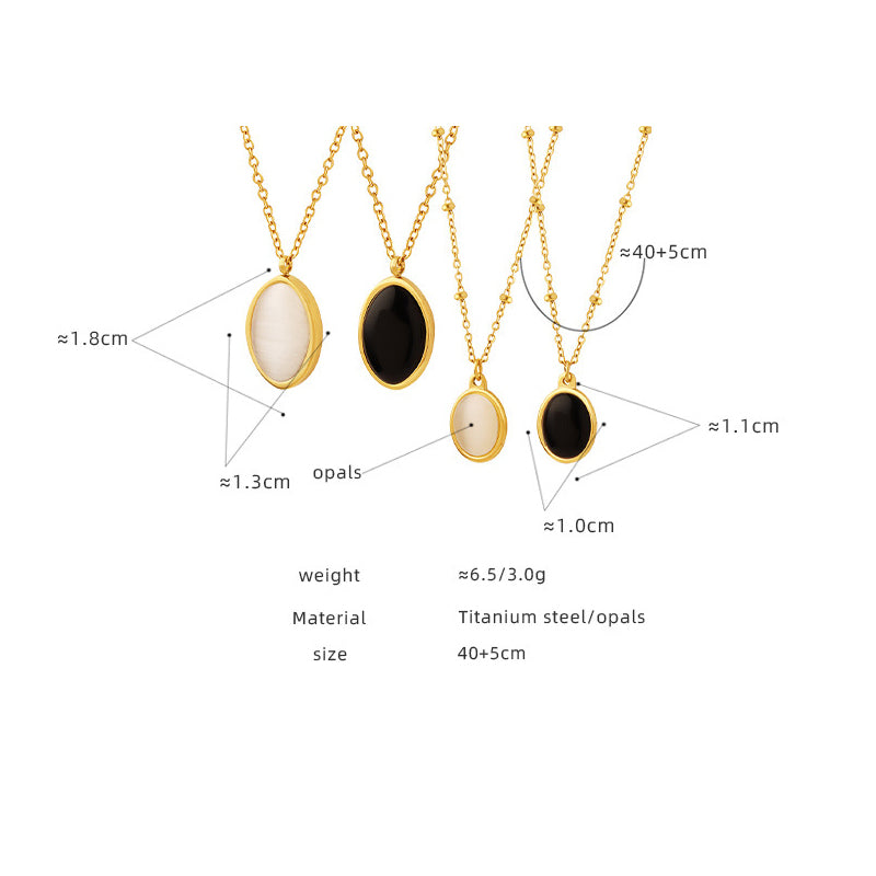 Retro Chaton-Anhängerkette aus Edelstahl | Mit Katzenaugen-Effektstein - 18K Gold oder Hochglanz-Silberoptik