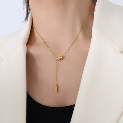Goldene Schoten-Anhängerkette | Edelstahl mit 18K Gold oder Hochglanz-Silber - Minimalistischer Schmuck