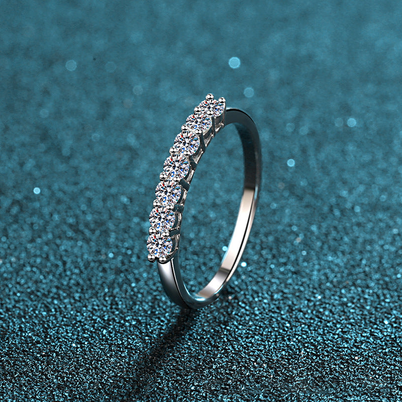 7-Prinzessinnen Zirkonia Ring (7 Steine) – 925er Sterlingsilber rhodiniert