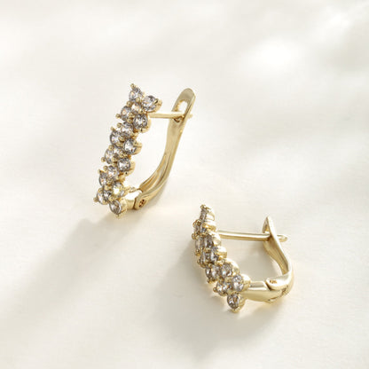 14K Vergoldete Blumen-Ohrstecker mit Zirkonia | Kupferlegierung | 1,7 cm