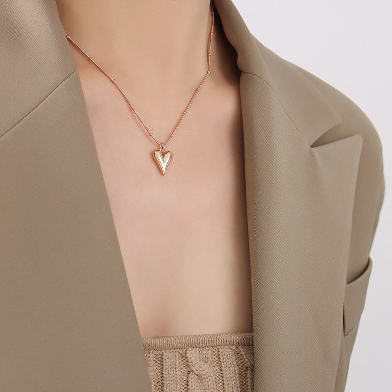 Minimalistisches Herz-Anhänger Halskette - 18K Echtgold Vergoldung / Edelstahl / Roségold (3 Farben)