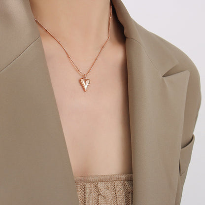 Minimalistisches Herz-Anhänger Halskette - 18K Echtgold Vergoldung / Edelstahl / Roségold (3 Farben)