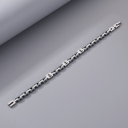 Maritimes Titanstahl-Armband für Herren – Mit eingraviertem Anker-Motiv & robuster Gliederkette