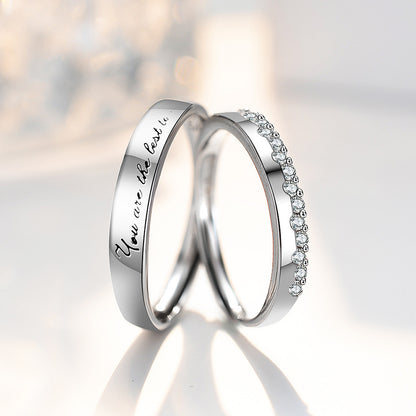 S925 Sterlingsilber 'You Are The Best To Me' Paarringe - Verstellbare Größe, rhodinierte Weißgold-Optik mit funkelnden Zirkonia-Steinen