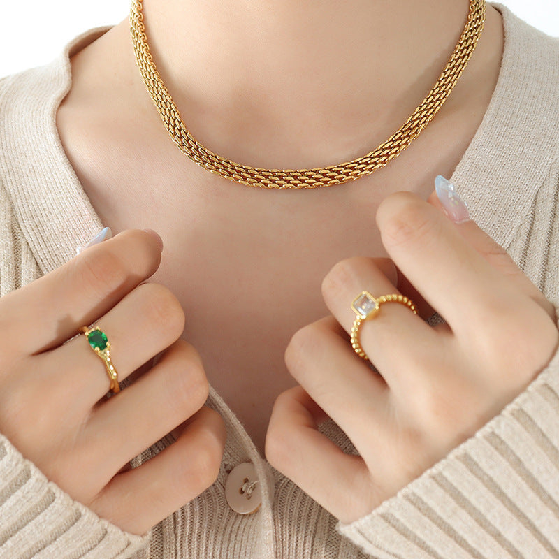 Retro geflochtene Edelstahlkette | Hochglanz-Silberoptik oder 18k Gold (2 Farben)