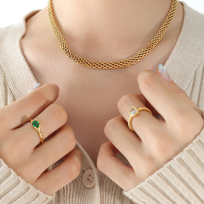 Retro geflochtene Edelstahlkette | Hochglanz-Silberoptik oder 18k Gold (2 Farben)