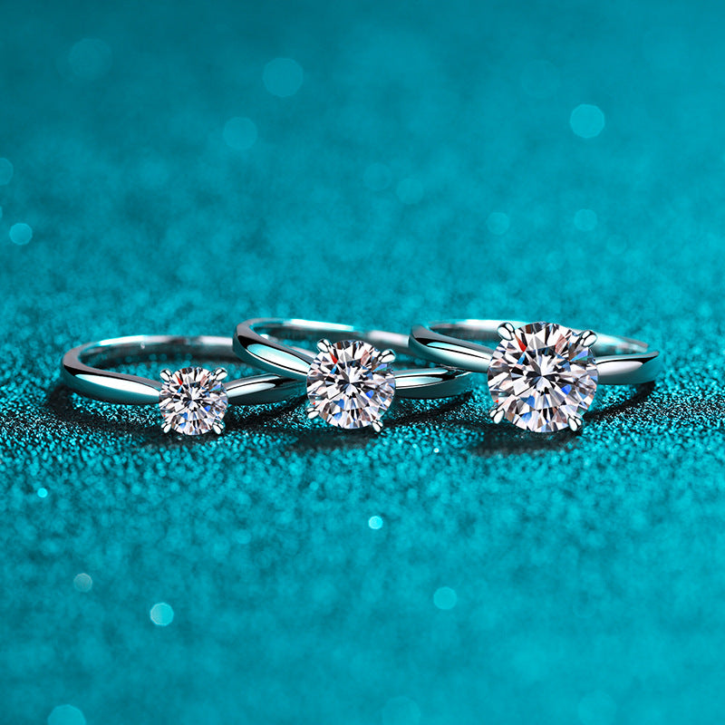 Vierkrallen-Zirkonia Ring (5mm|6.5mm|8mm) aus 925er Silber mit Rhodiumbeschichtung