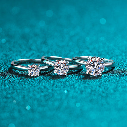 Vierkrallen-Zirkonia Ring (5mm|6.5mm|8mm) aus 925er Silber mit Rhodiumbeschichtung