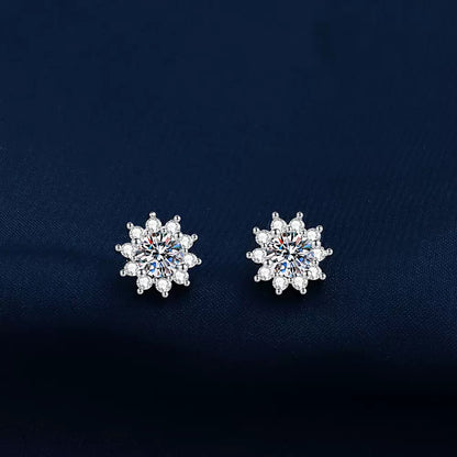 Sonnenblumen Ohrringe - Kupfer rhodiniert (Weißgold) mit 925er Silber Ohrsteckern