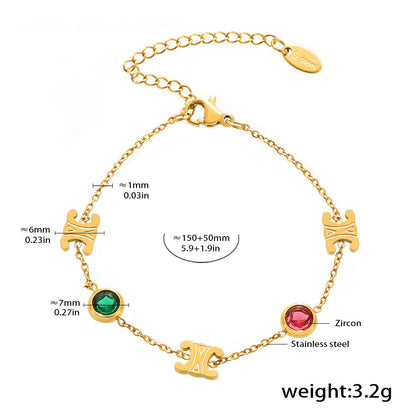 Edles Zirkon Schmuck Set (Halskette + Armband) aus Stahl - PVD vergoldet in 2 Farben | Gold & Silber | Hochwertiger Damenschmuck Geschenk