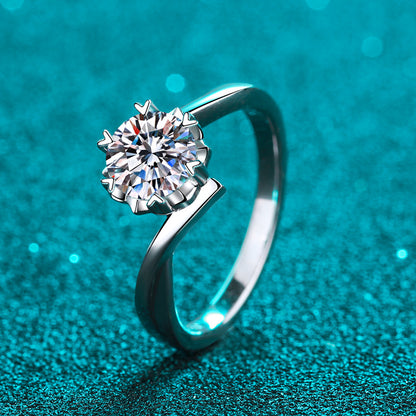 Schneeflocken-Zirkonia Ring mit Kabelband – 925er Silber rhodiniert | 5mm 6.5mm 8mm | Edles Damenschmuck Geschenk