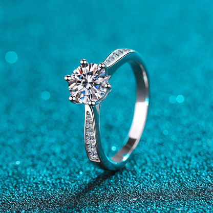 Sechskrallen-Zirkonia Ring mit Mikrofasung – 6,5mm|8mm – 925er Sterlingsilber rhodiniert