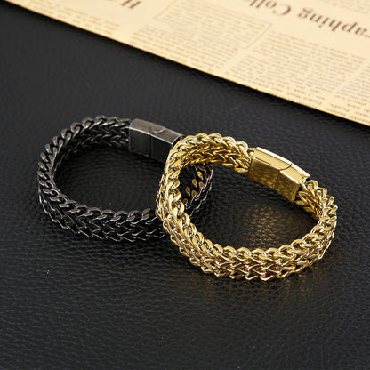 Titan Geflecht-Armband - Zweireihig - Schlichter Herrenschmuck