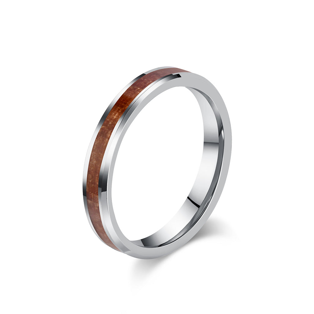 PIOWNN® Schlichter Wolframkarbid Ring mit Holzoptik - 4-6-8mm Unisex Partnerringe